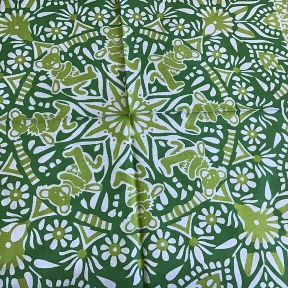 Green n floral dancing bears Grateful Dead bandana NWT - Picture 4 of 7